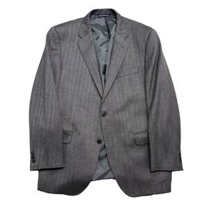 Luca diMarco Bespoke 44R Gray Herringbone Blazer Jacket Sport Coat Flannel Wool